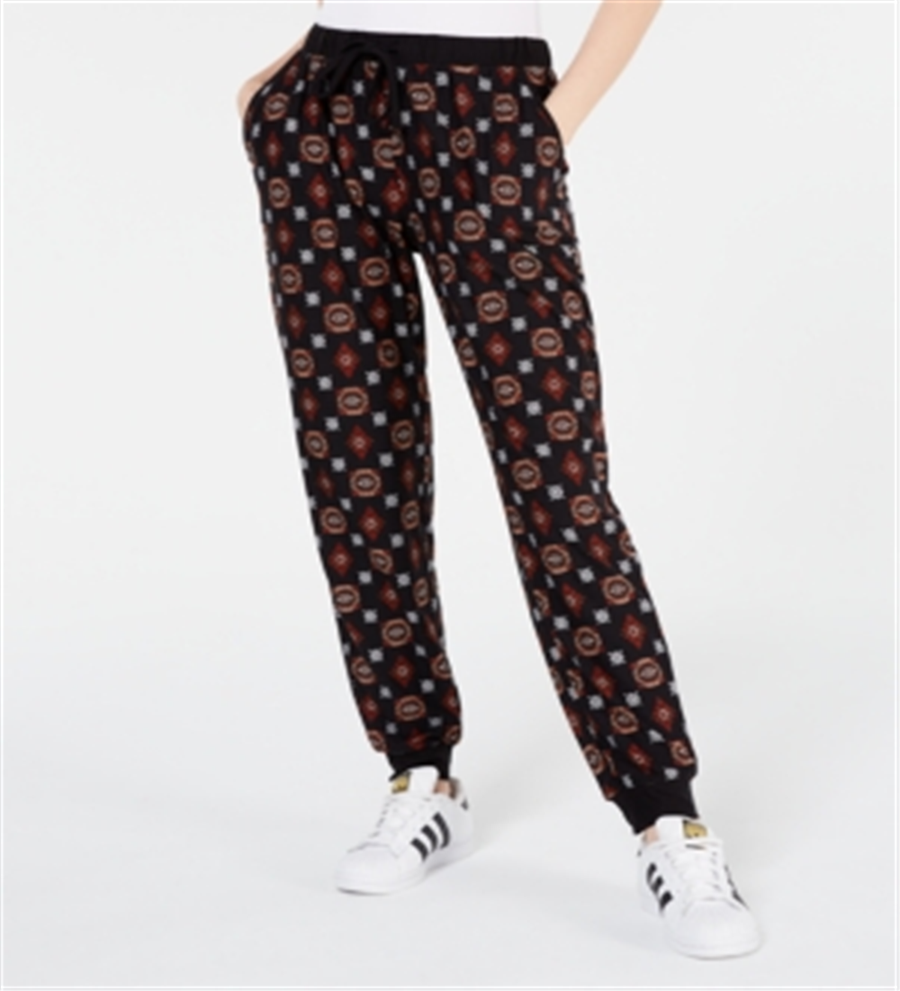 Calça jogger feminina Yummy Hippie Rose preta tamanho grande