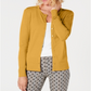 Cardigan feminino de manga comprida com botões na frente, amarelo, tamanho grande, Charter Club