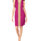 Vestido justo com acabamento em renda Pappagallo feminino, rosa, tamanho 8