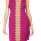 Vestido justo com acabamento em renda Pappagallo feminino, rosa, tamanho 8