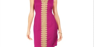 Vestido justo com acabamento em renda Pappagallo feminino, rosa, tamanho 8