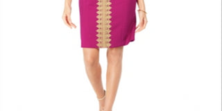 Vestido justo com acabamento em renda Pappagallo feminino, rosa, tamanho 8