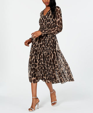 Vestido longo de chiffon feminino Taylor, marrom, tamanho 16