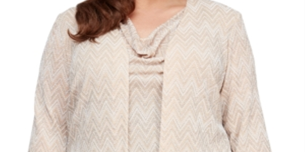 Blusa feminina Alex Evenings com decote canoa, marrom, tamanho 3X