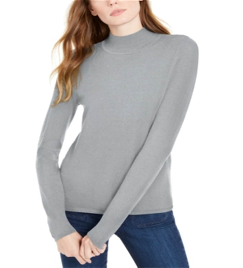 Suéter feminino Maison Jules com gola falsa cinza, tamanho X-S