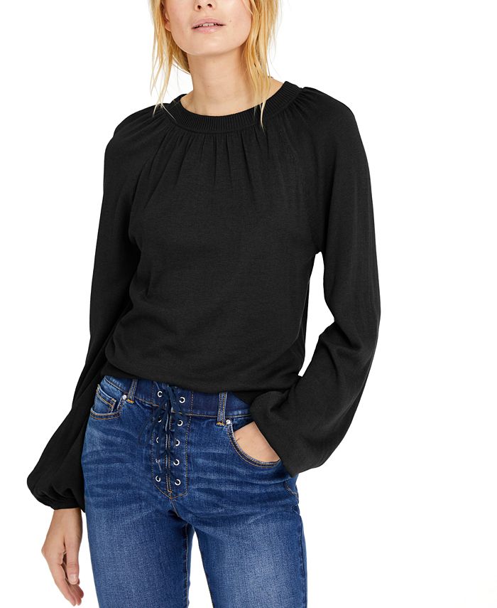Suéter feminino com mangas bufantes da INC International Concepts, preto, tamanho 2XL