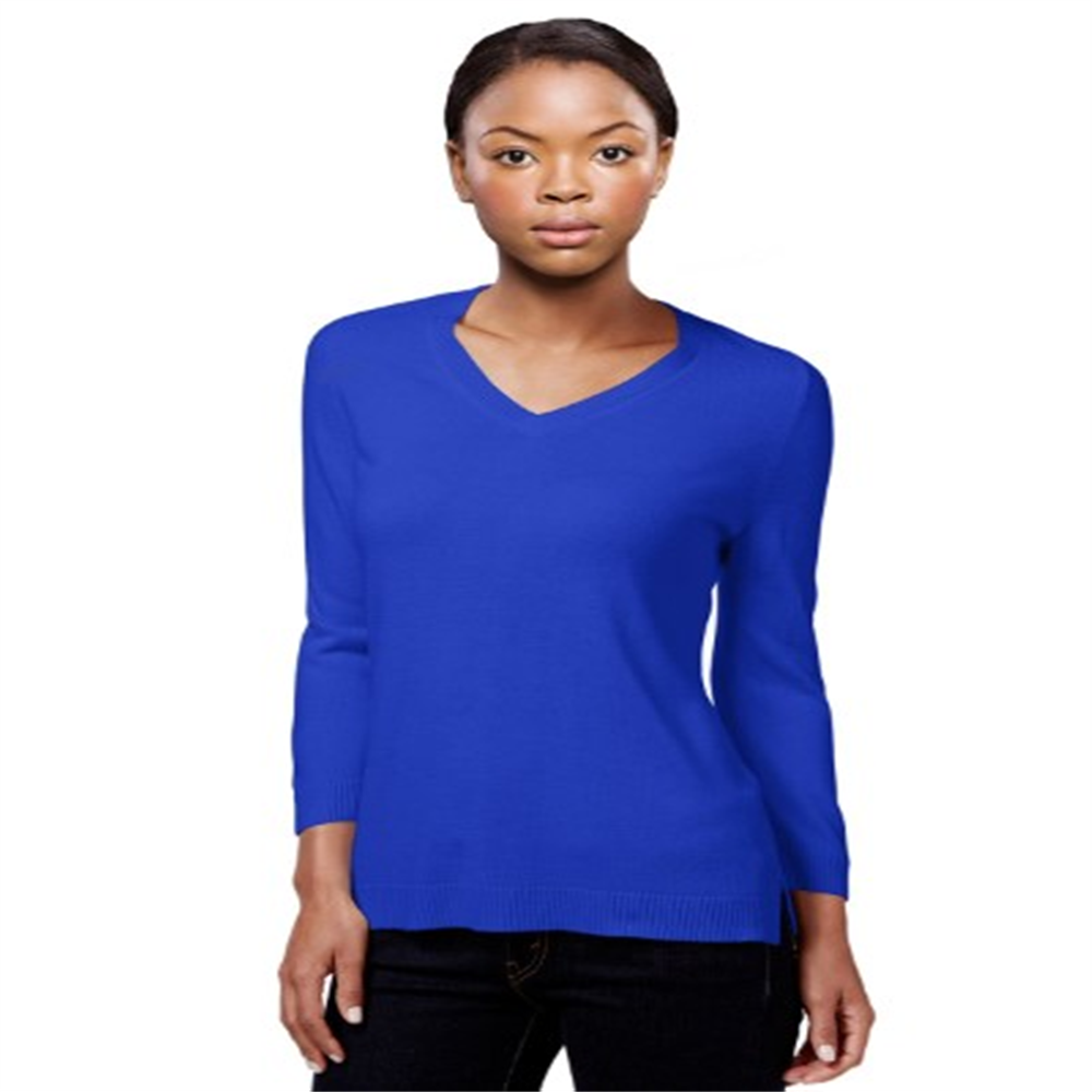 Karen Scott Suéter Feminino Gola V Manga 3/4 Azul Tamanho GG