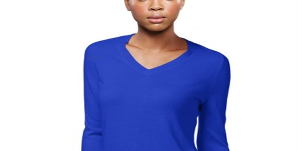 Karen Scott Suéter Feminino Gola V Manga 3/4 Azul Tamanho GG