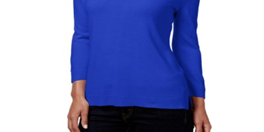 Karen Scott Suéter Feminino Gola V Manga 3/4 Azul Tamanho GG