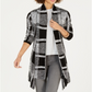 Cardigan xadrez jacquard feminino Style &amp; Co, preto, tamanho extragrande