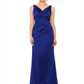 Vestido feminino Betsy &amp; Adam, de cetim, com decote em V e franzido, azul, tamanho 8