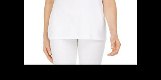 Karen Scott Top Henley Feminino com Acabamento Vichy Branco Tamanho XX-G