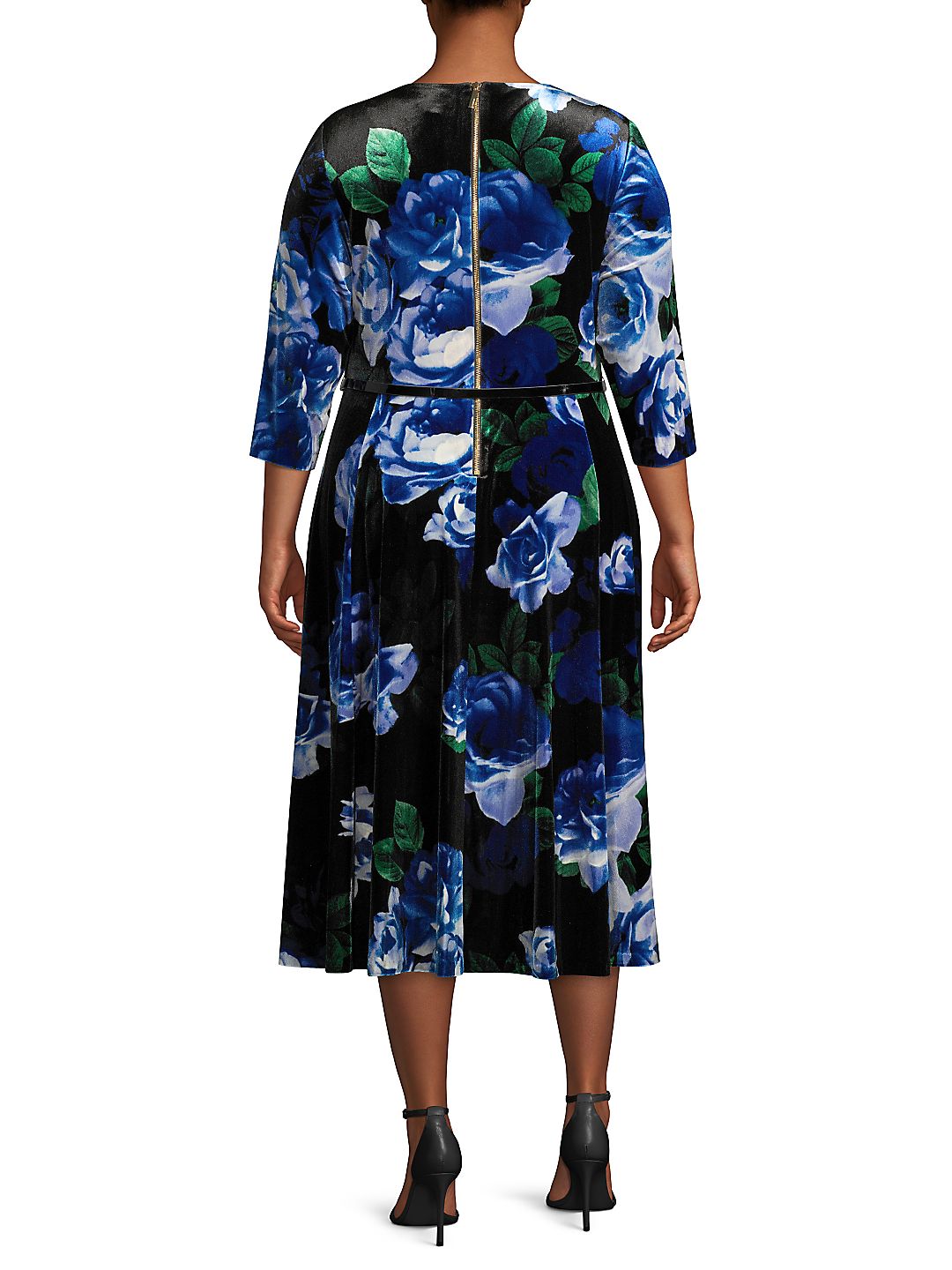 Vestido Calvin Klein Feminino Estampa Floral Veludo Azul Tamanho 14W