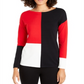 Blusa feminina Alfani com estampa de blocos de cores e ombros caídos, vermelha, tamanho XX-G