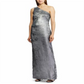 Ralph Lauren Women's Sleeveless Asymmetrical Neckline Maxi Evening Sheath Dress Gray Size 10