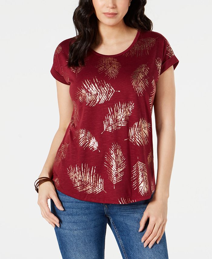 Camiseta feminina Dolman Graphic da Style &amp; Co, vermelha, tamanho pequeno P