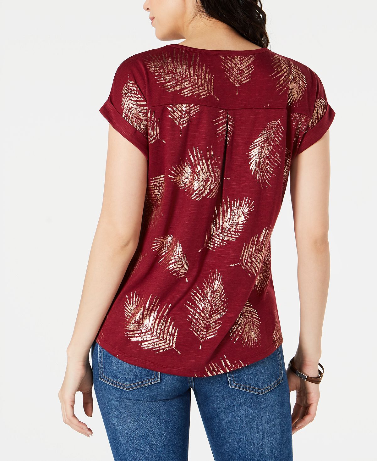 Camiseta feminina Dolman Graphic da Style &amp; Co, vermelha, tamanho pequeno P