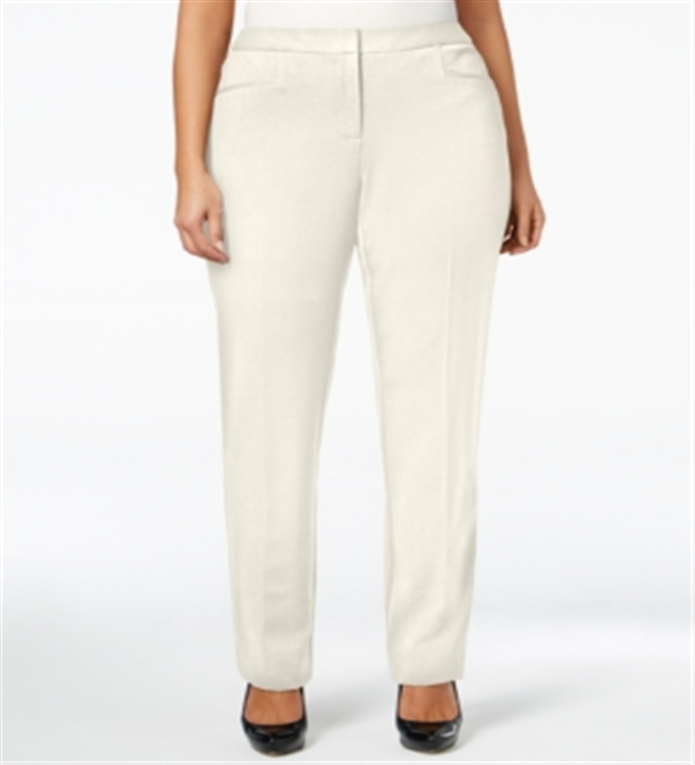 Calça reta moderna feminina Alfani, cor marfim, tamanho 22W