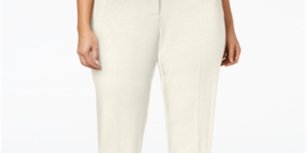 Calça reta moderna feminina Alfani, cor marfim, tamanho 22W