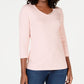 Blusa feminina Karen Scott de algodão com acabamento em botões, rosa, tamanho GG