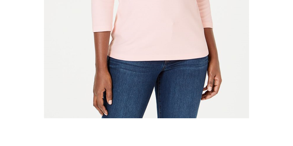 Blusa feminina Karen Scott de algodão com acabamento em botões, rosa, tamanho GG