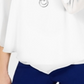 Blusa feminina com colar assimétrico JM Collection, branca, tamanho médio
