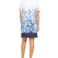 Vestido feminino Karen Scott com estampa floral e decote canoa, azul, tamanho pequeno