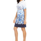Vestido feminino Karen Scott com estampa floral e decote canoa, azul, tamanho pequeno