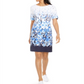 Vestido feminino Karen Scott com estampa floral e decote canoa, azul, tamanho pequeno