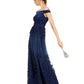 Adrianna Papell Vestido de festa longo sem mangas e ombro de fora, azul-marinho, tamanho 6
