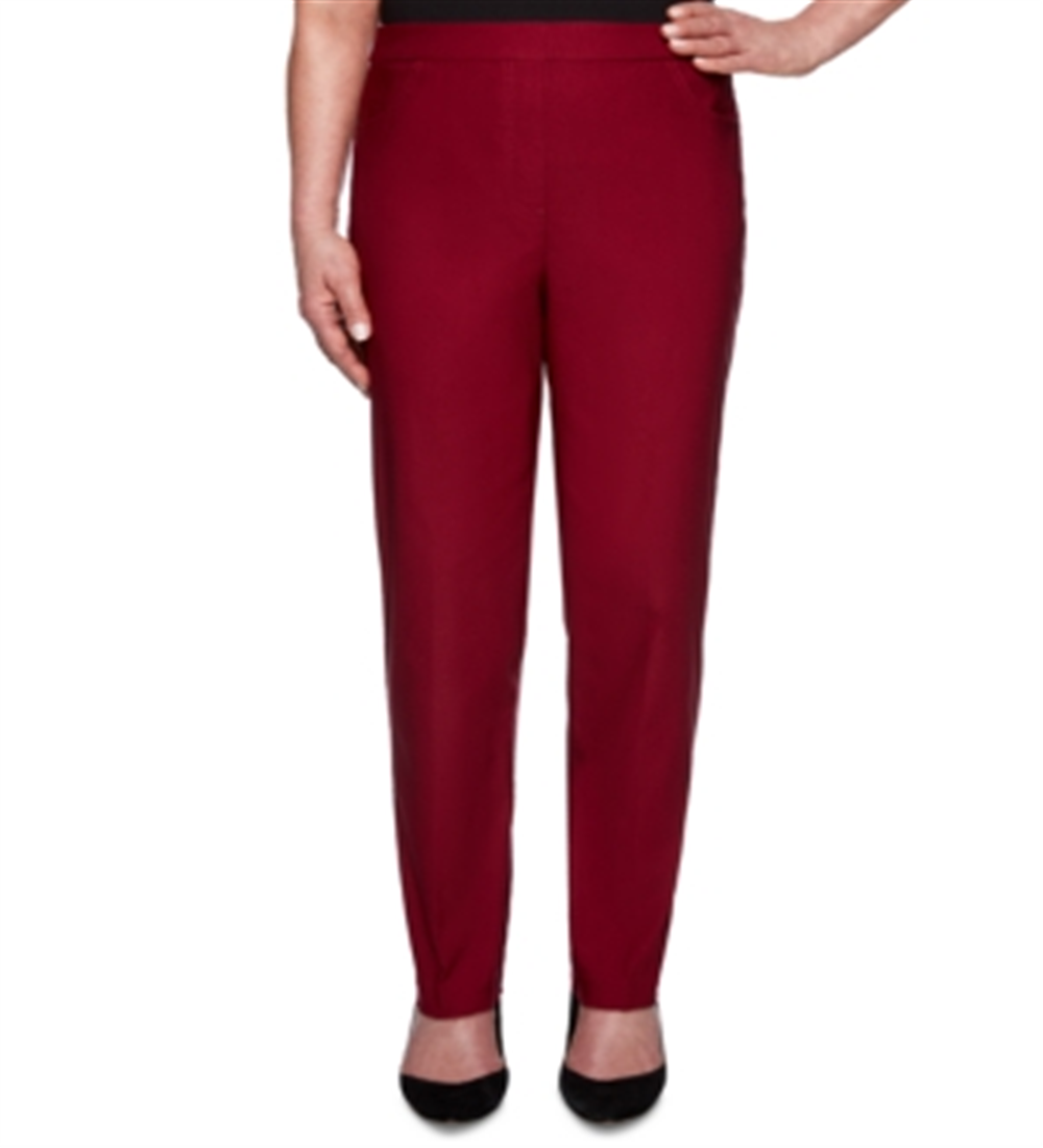 Calça feminina casual Alfred Dunner Contour Allure Pull-on vermelha tamanho 6 P