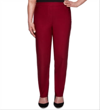 Calça feminina casual Alfred Dunner Contour Allure Pull-on vermelha tamanho 6 P