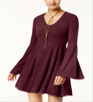 Vestido American Rag Junior com manga sino e ajuste evasê, vermelho, tamanho grande