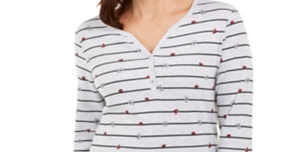 Karen Scott Blusa Feminina Estampa Mista Manga 3/4 Cinza Tamanho Pequeno X-S