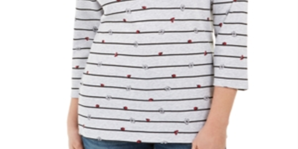 Karen Scott Blusa Feminina Estampa Mista Manga 3/4 Cinza Tamanho Pequeno X-S