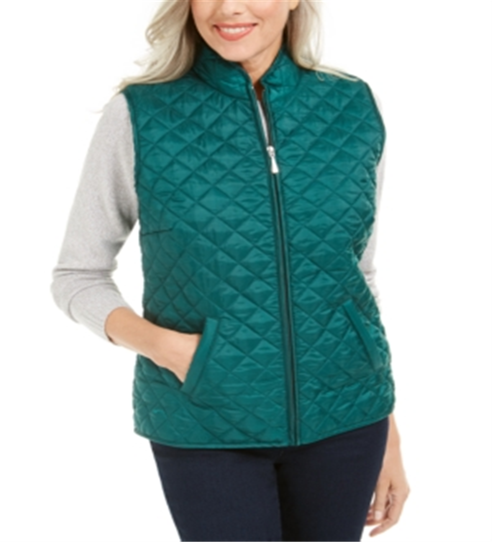 Colete acolchoado feminino Karen Scott, verde, tamanho grande