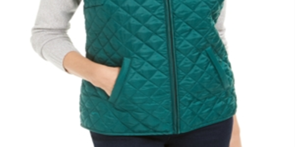 Colete acolchoado feminino Karen Scott, verde, tamanho grande