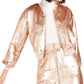 Jaqueta bomber feminina Bar III com lantejoulas e ouro rosa, tamanho G