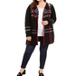 Cardigan feminino plus size xadrez com abertura frontal - preto profundo, tamanho 0X