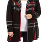 Cardigan feminino plus size xadrez com abertura frontal - preto profundo, tamanho 0X