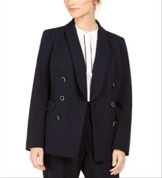 Jaqueta Calvin Klein Feminina de Malha com Botões Duplos na Frente Azul Tamanho 16