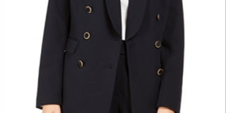 Jaqueta Calvin Klein Feminina de Malha com Botões Duplos na Frente Azul Tamanho 16