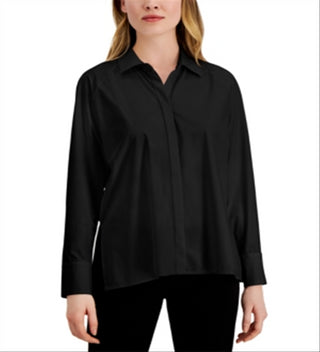 Alfani Women's Long Sleeve Collared Top Black Size XXL