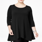 Blusa túnica feminina Alfani manga 3/4 preta tamanho 0X