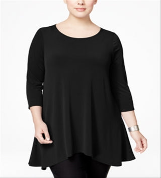 Blusa túnica feminina Alfani manga 3/4 preta tamanho 0X