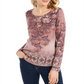 Blusa de malha estampada feminina Style &amp; Co, vinho, tamanho pequeno