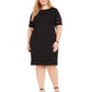 Vestido feminino Jessica Howard manga curta abaixo do joelho preto tamanho 24W