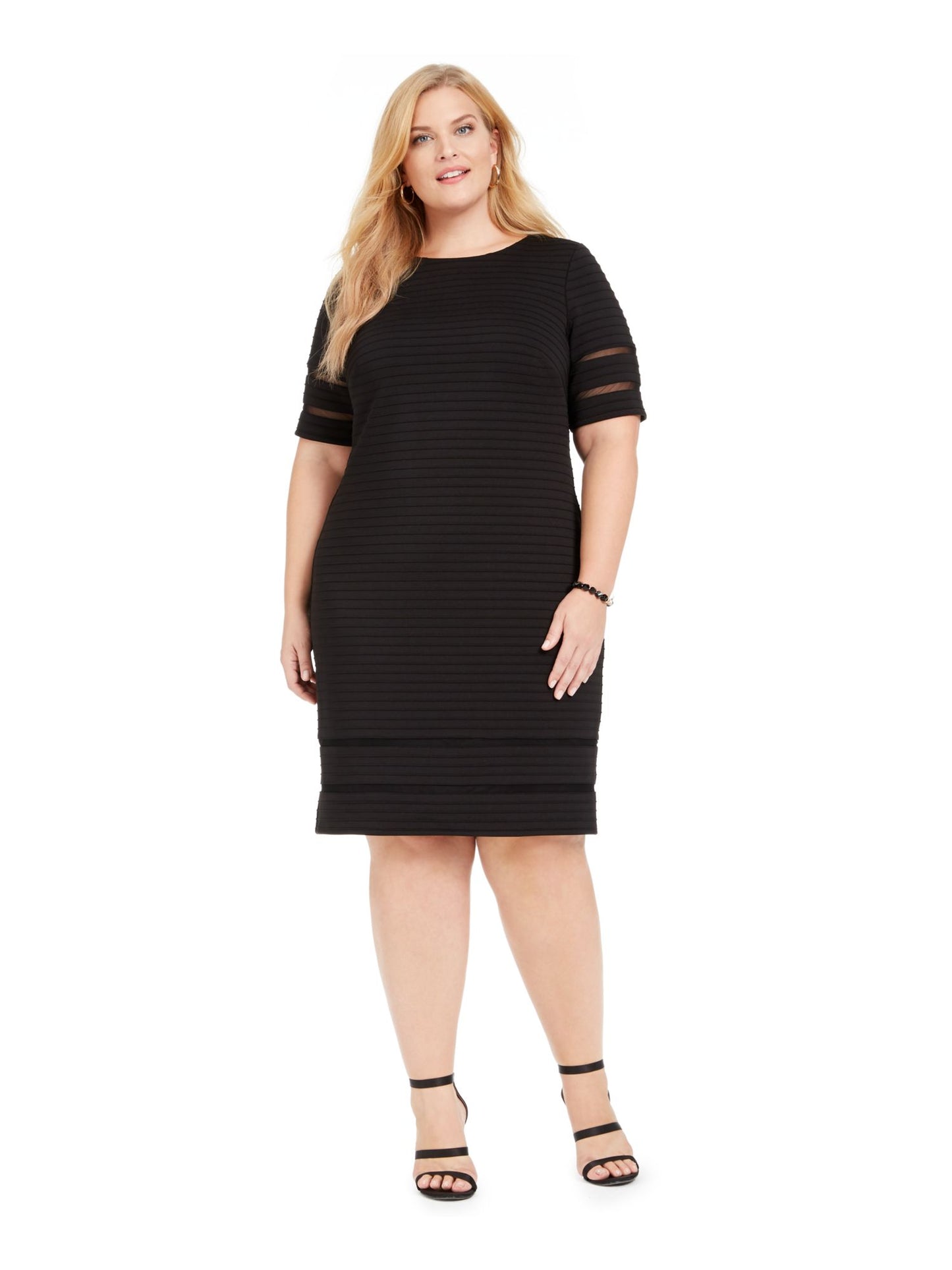 Vestido feminino Jessica Howard manga curta abaixo do joelho preto tamanho 24W