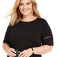 Vestido feminino Jessica Howard manga curta abaixo do joelho preto tamanho 24W