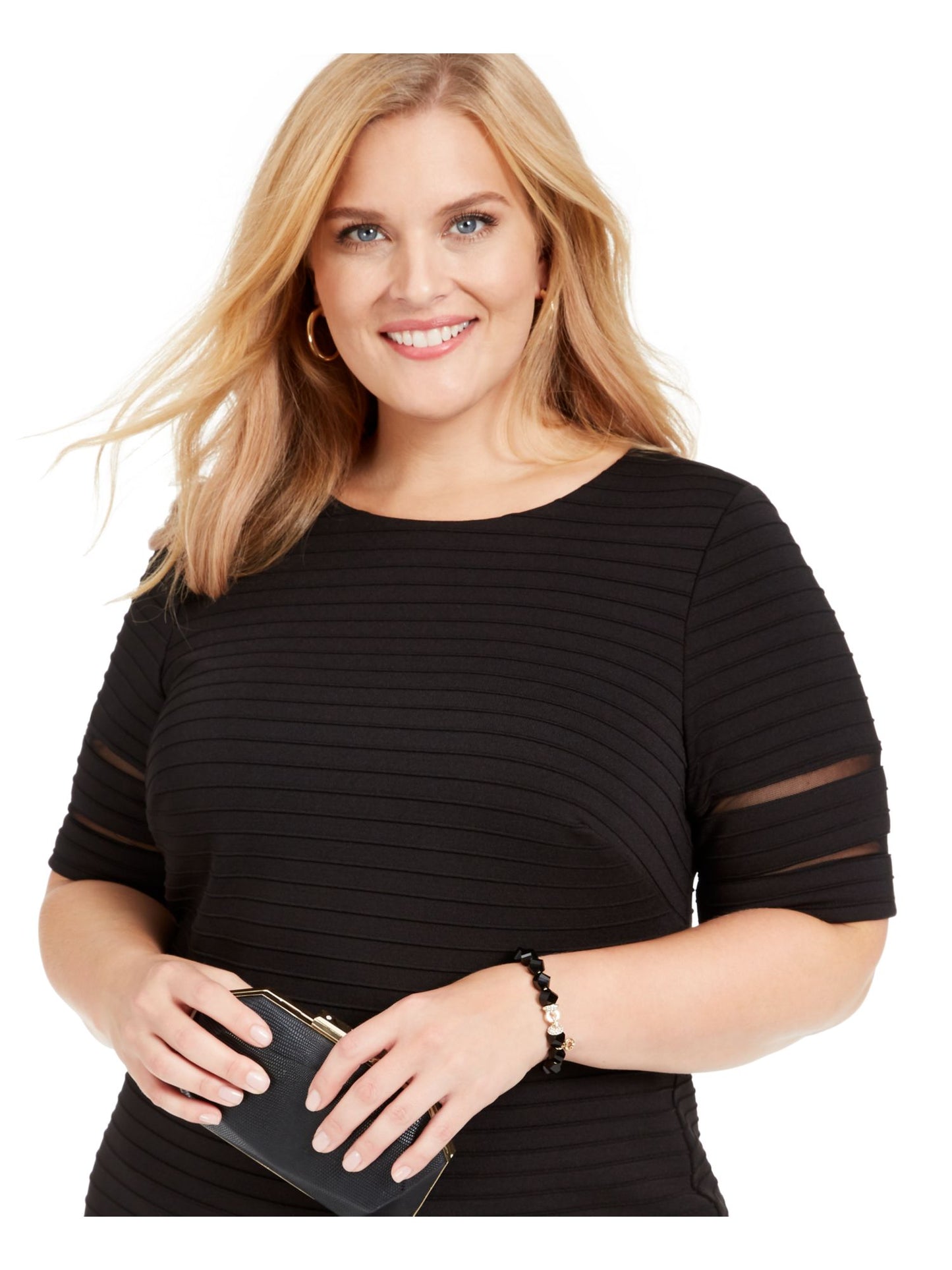 Vestido feminino Jessica Howard manga curta abaixo do joelho preto tamanho 24W